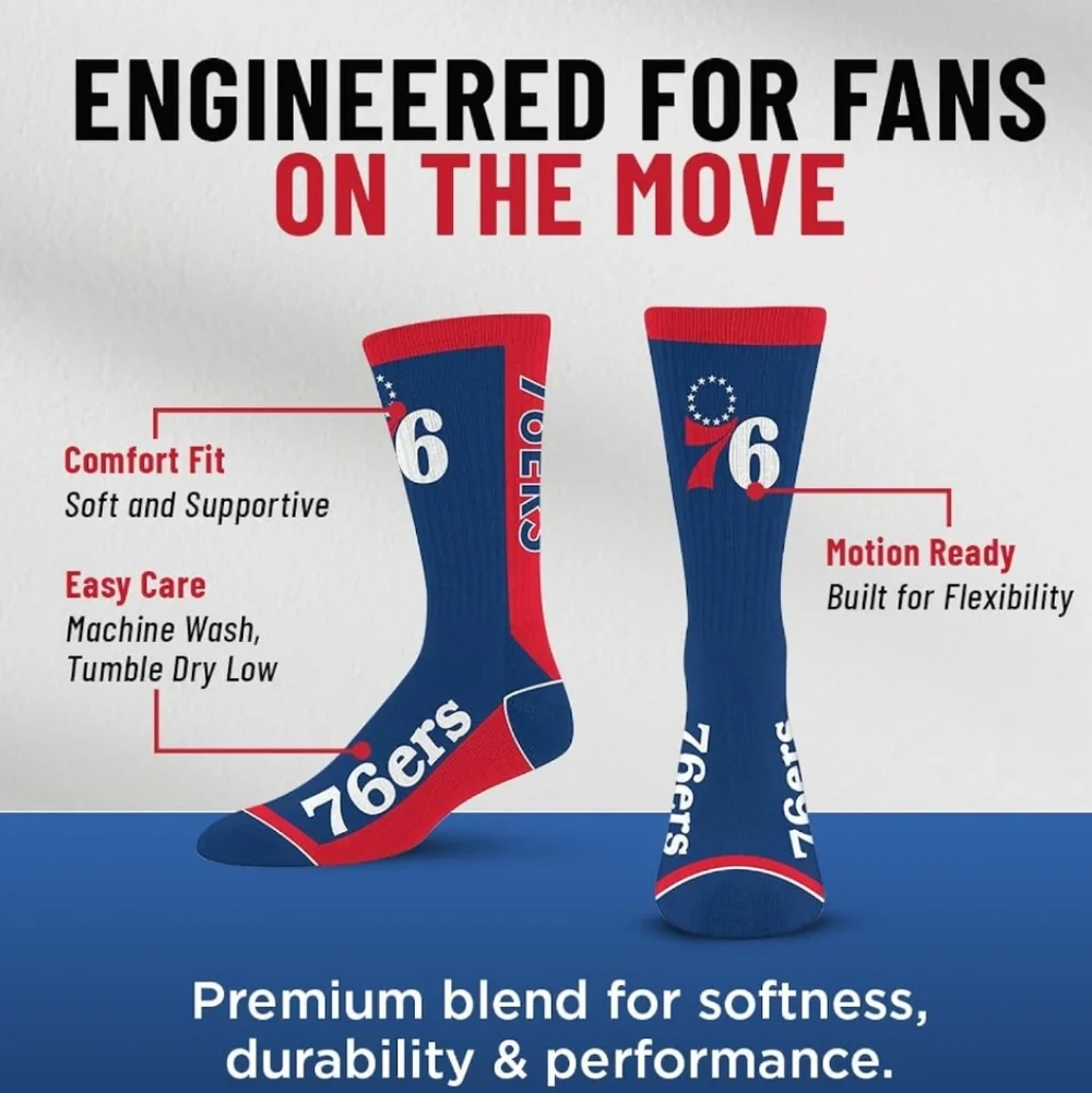 NBA 76ers Blue and Red Athletic Socks